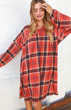 Load image into Gallery viewer, Multicolor Plaid V Neck Bubble Sleeve Midi Dress
