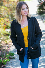 Load image into Gallery viewer, Black Button Down Boyfriend Cardigan with Pockets
