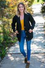 Load image into Gallery viewer, Black Button Down Boyfriend Cardigan with Pockets
