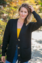 Load image into Gallery viewer, Black Button Down Boyfriend Cardigan with Pockets
