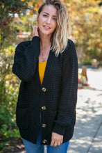 Load image into Gallery viewer, Black Button Down Boyfriend Cardigan with Pockets
