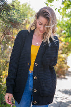 Load image into Gallery viewer, Black Button Down Boyfriend Cardigan with Pockets
