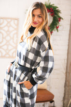 Load image into Gallery viewer, Black Buffalo Plaid Belted Sweater Dress
