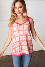 Load image into Gallery viewer, Coral Flower Power Waffle Knit Sleeveless Top
