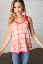 Load image into Gallery viewer, Coral Flower Power Waffle Knit Sleeveless Top
