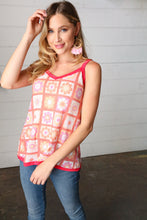 Load image into Gallery viewer, Coral Flower Power Waffle Knit Sleeveless Top
