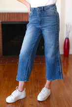 Load image into Gallery viewer, Judy Blue Medium Wash Braided Cropped Wide Leg Jeans
