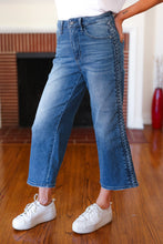 Load image into Gallery viewer, Judy Blue Medium Wash Braided Cropped Wide Leg Jeans
