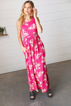 Load image into Gallery viewer, Yellow &amp; Fuchsia Floral Fit and Flare Sleeveless Maxi Dress
