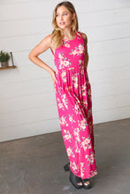 Load image into Gallery viewer, Yellow &amp; Fuchsia Floral Fit and Flare Sleeveless Maxi Dress
