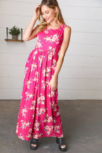 Load image into Gallery viewer, Yellow &amp; Fuchsia Floral Fit and Flare Sleeveless Maxi Dress
