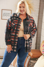 Load image into Gallery viewer, Black &amp; Rust Brushed Plaid Oversize Pocketed Shacket
