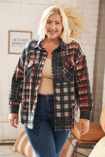 Load image into Gallery viewer, Black &amp; Rust Brushed Plaid Oversize Pocketed Shacket
