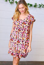 Load image into Gallery viewer, Peach &amp; Coral Flat Floral Babydoll Midi Dress
