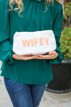 Load image into Gallery viewer, Cream "Wifey" Sherpa Zipper Bag
