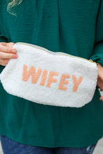 Load image into Gallery viewer, Cream "Wifey" Sherpa Zipper Bag
