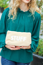 Load image into Gallery viewer, Taupe "Stuff" Sherpa Zipper Bag
