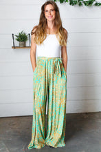 Load image into Gallery viewer, Green Boho Print Wide Leg Tie Waist Two Fer Jumpsuit
