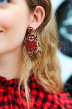 Load image into Gallery viewer, Gingerbread Man Beaded Dangle Earrings
