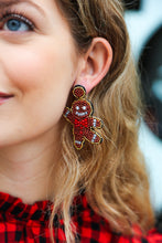 Load image into Gallery viewer, Gingerbread Man Beaded Dangle Earrings
