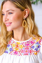 Load image into Gallery viewer, Brass &amp; Rattan Woven Dangle Drop Earrings
