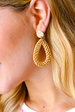 Load image into Gallery viewer, Brass &amp; Rattan Woven Dangle Drop Earrings
