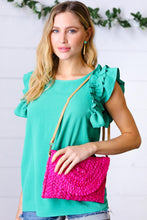Load image into Gallery viewer, Hot Pink Woven Raffia Flap Closure Clutch Bag
