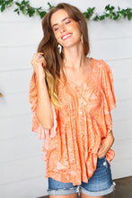 Load image into Gallery viewer, Apricot Boho Print Button Detail Side Ruffle Top
