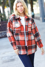 Load image into Gallery viewer, On My Way Up Rust Plaid Flannel Button Down Shacket
