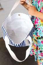 Load image into Gallery viewer, Navy Blue Stripe Structured Large Canvas Tote
