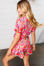 Load image into Gallery viewer, Vibrant Multicolor Floral Print Surplice Romper
