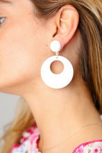 Load image into Gallery viewer, Dove Retro Open Circle Resin Dangle Earrings
