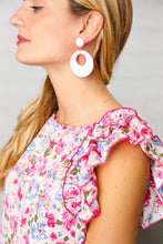 Load image into Gallery viewer, Pink Open Circle Resin Dangle Earrings
