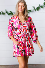 Load image into Gallery viewer, Magenta &amp; Cherry Red Geometric Surplice Romper
