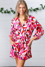 Load image into Gallery viewer, Magenta &amp; Cherry Red Geometric Surplice Romper
