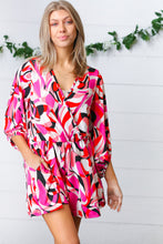 Load image into Gallery viewer, Magenta &amp; Cherry Red Geometric Surplice Romper
