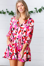 Load image into Gallery viewer, Magenta &amp; Cherry Red Geometric Surplice Romper
