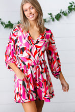 Load image into Gallery viewer, Magenta &amp; Cherry Red Geometric Surplice Romper
