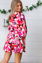 Load image into Gallery viewer, Magenta &amp; Cherry Red Geometric Surplice Romper
