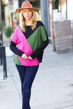 Load image into Gallery viewer, Based On Love Black &amp; Pink Dolman Colorblock Top
