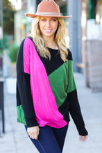 Load image into Gallery viewer, Based On Love Black &amp; Pink Dolman Colorblock Top
