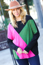 Load image into Gallery viewer, Based On Love Black &amp; Pink Dolman Colorblock Top
