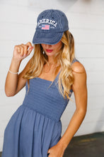 Load image into Gallery viewer, Blue Cotton "USA" Adjustable Baseball Cap
