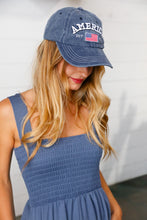 Load image into Gallery viewer, Blue Cotton "USA" Adjustable Baseball Cap

