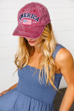Load image into Gallery viewer, Burgundy Cotton "USA" Adjustable Baseball Cap
