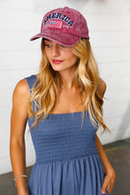 Load image into Gallery viewer, Burgundy Cotton "USA" Adjustable Baseball Cap
