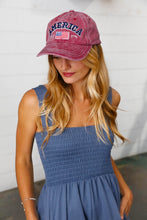 Load image into Gallery viewer, Burgundy Cotton "USA" Adjustable Baseball Cap
