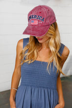 Load image into Gallery viewer, Burgundy Cotton "USA" Adjustable Baseball Cap
