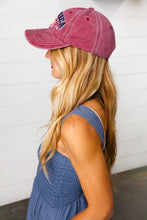 Load image into Gallery viewer, Burgundy Cotton "USA" Adjustable Baseball Cap
