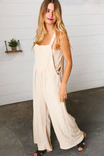 Load image into Gallery viewer, Taupe Wide Leg Suspender Overall Jumpsuit
